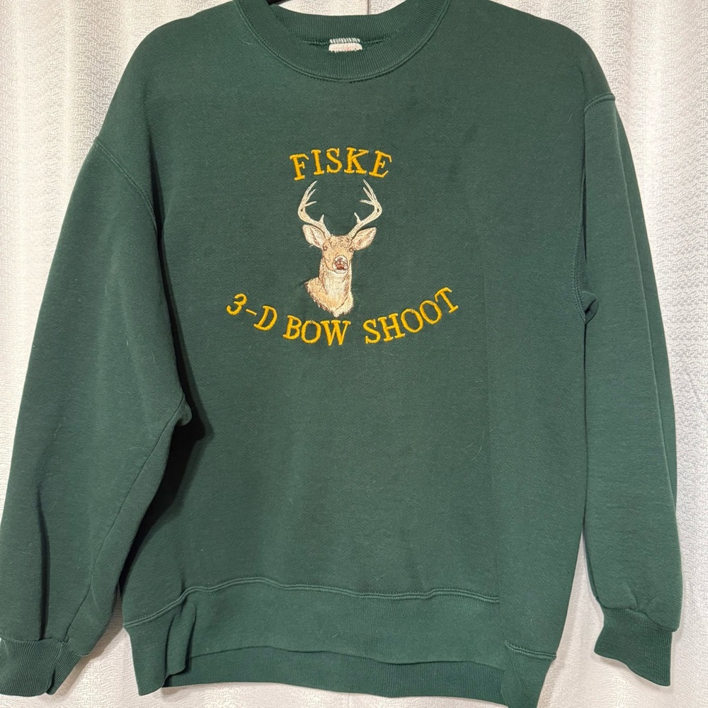Vintage 90s Fiske 3-D Bow Shoot Crewneck with Deer Embroidery